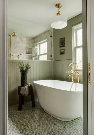 Salle de bain vert pastel