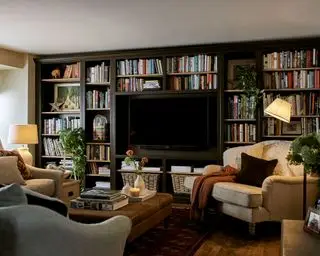 Idées TV petit salon avec rangement mural