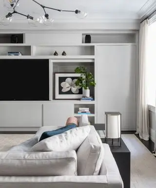 Petit téléviseur de salon avec schéma monochrome