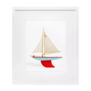 serena og lilje rød og blå båt kunstverk
