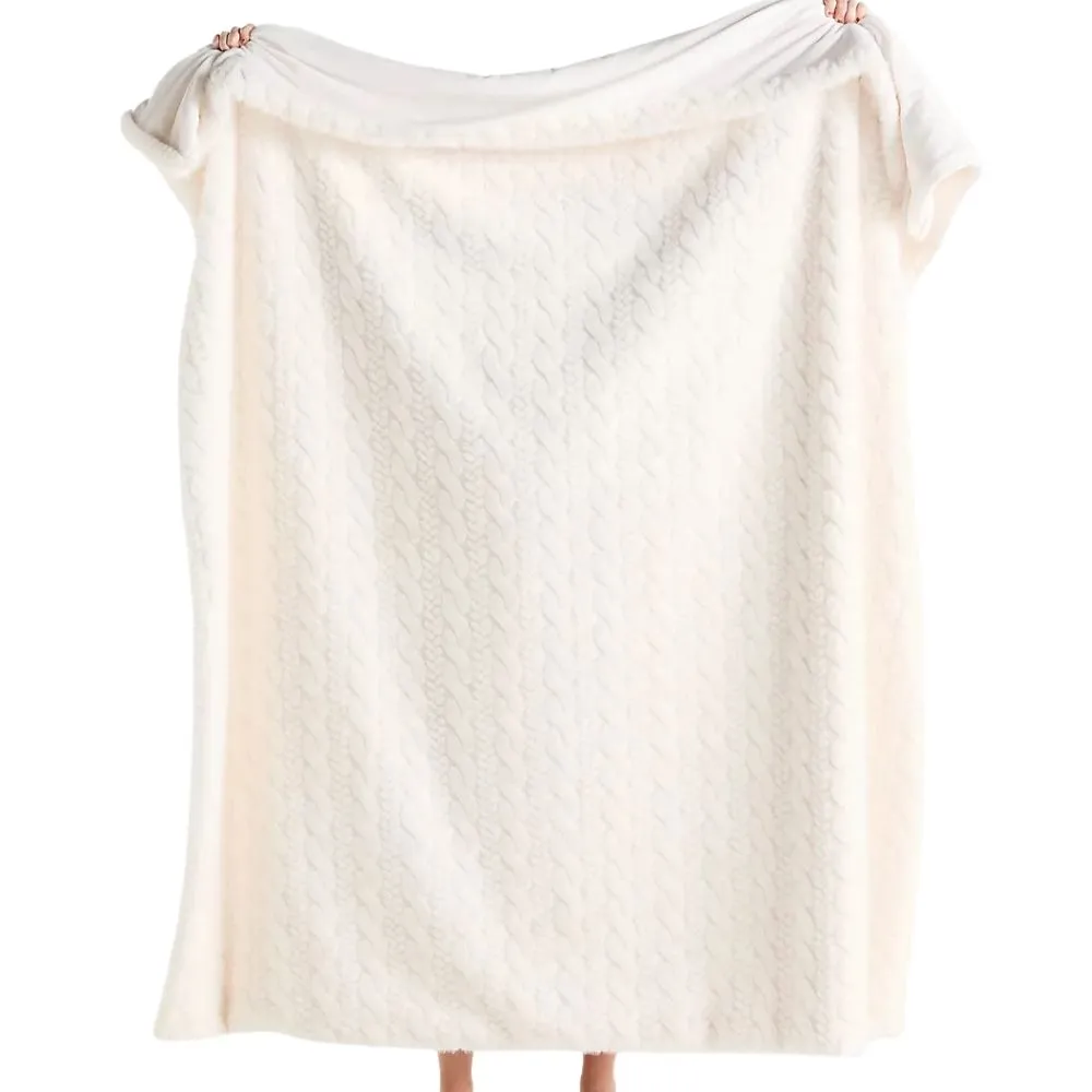 가짜 푸르 케이블 니트 스웨터 던지기 담요' loading='lazy' title=