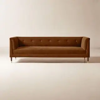 CB2 hnedá zamatová pohovka