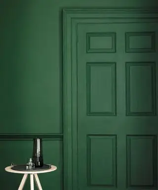 Salon vert avec des couleurs trempées par Little Greene