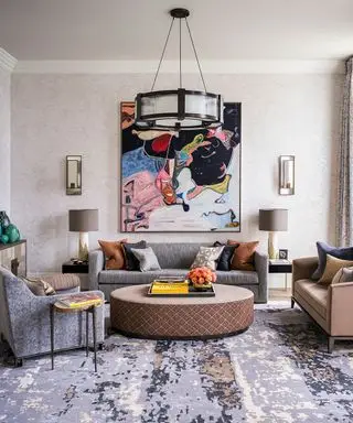 Obývací pokoj zobrazující 7 prvků designu