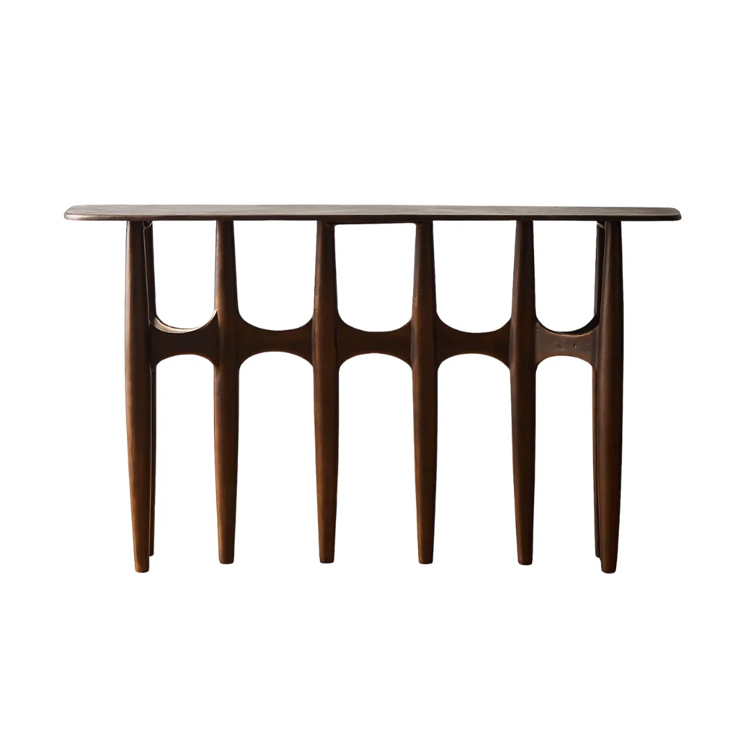 CB2 Bixby Table console en fonte d'aluminium bronze' loading='lazy' title=