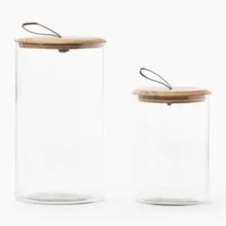 Frascos de almacenamiento de alimentos de vidrio mcgee and co con tirador de cuero