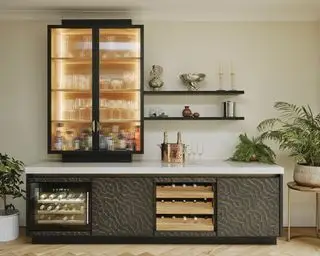 ワイン収納付きのモダンなキッチン