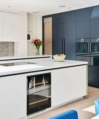 comptoirs de cuisine dans une grande cuisine