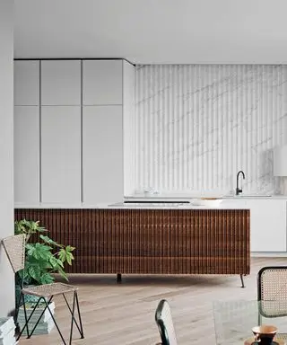 idées de cuisine avec îlot cannelé