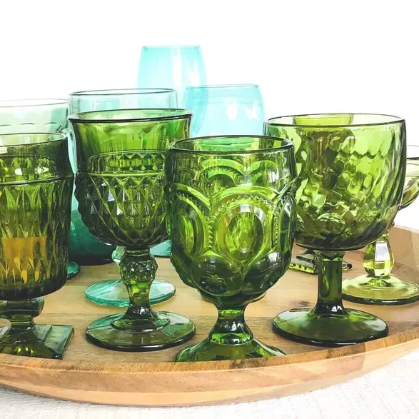 빈티지 그린 유리 잔' loading='lazy' title=