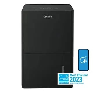 מסיר לחות חכם של Midea 50 ליטר EnergyStar על רקע לבן עם לוגו של Energy Star