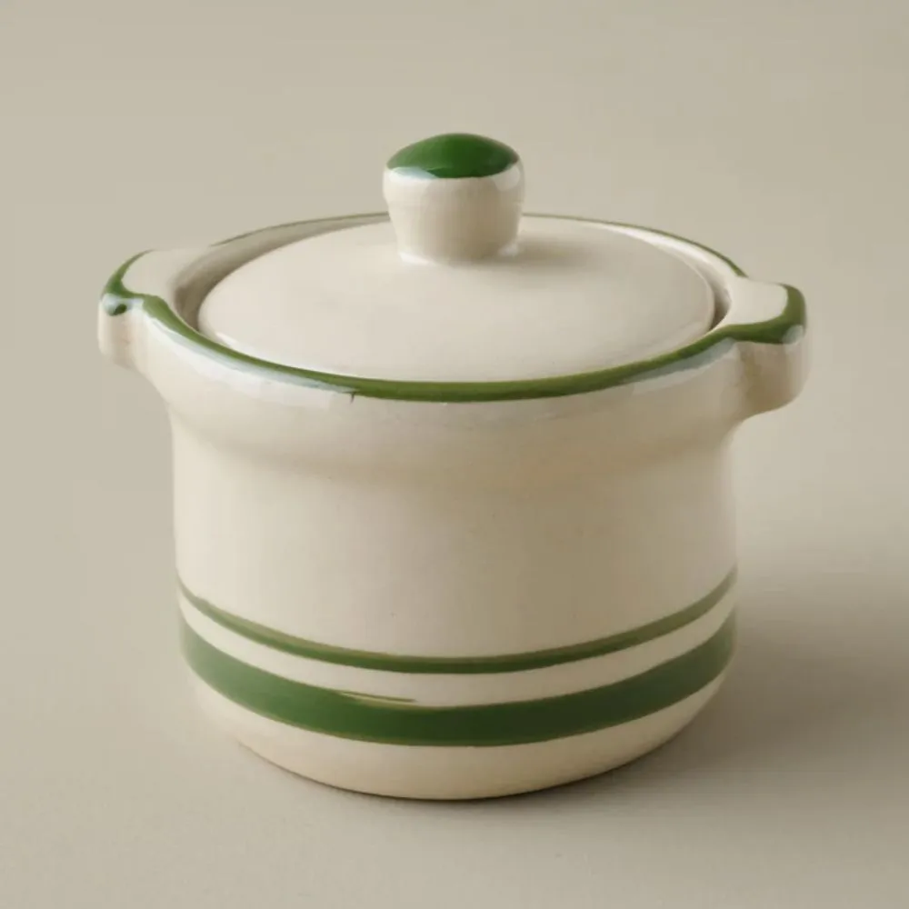 Zelené a bílé keramické máslo s víkem' loading='lazy' title=