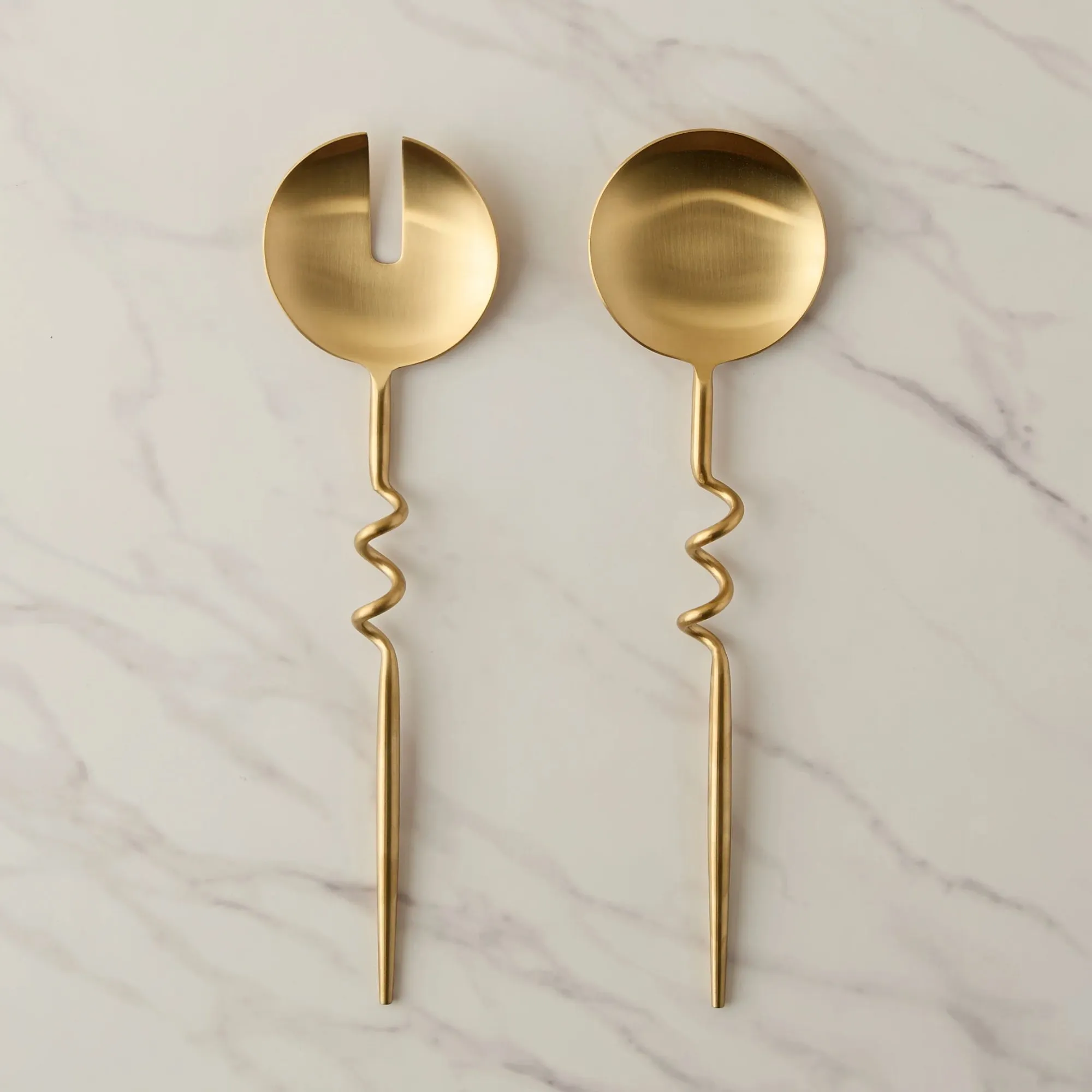 כפות הגשת זהב עם פירוט ידית Squiggle' loading='lazy' title=