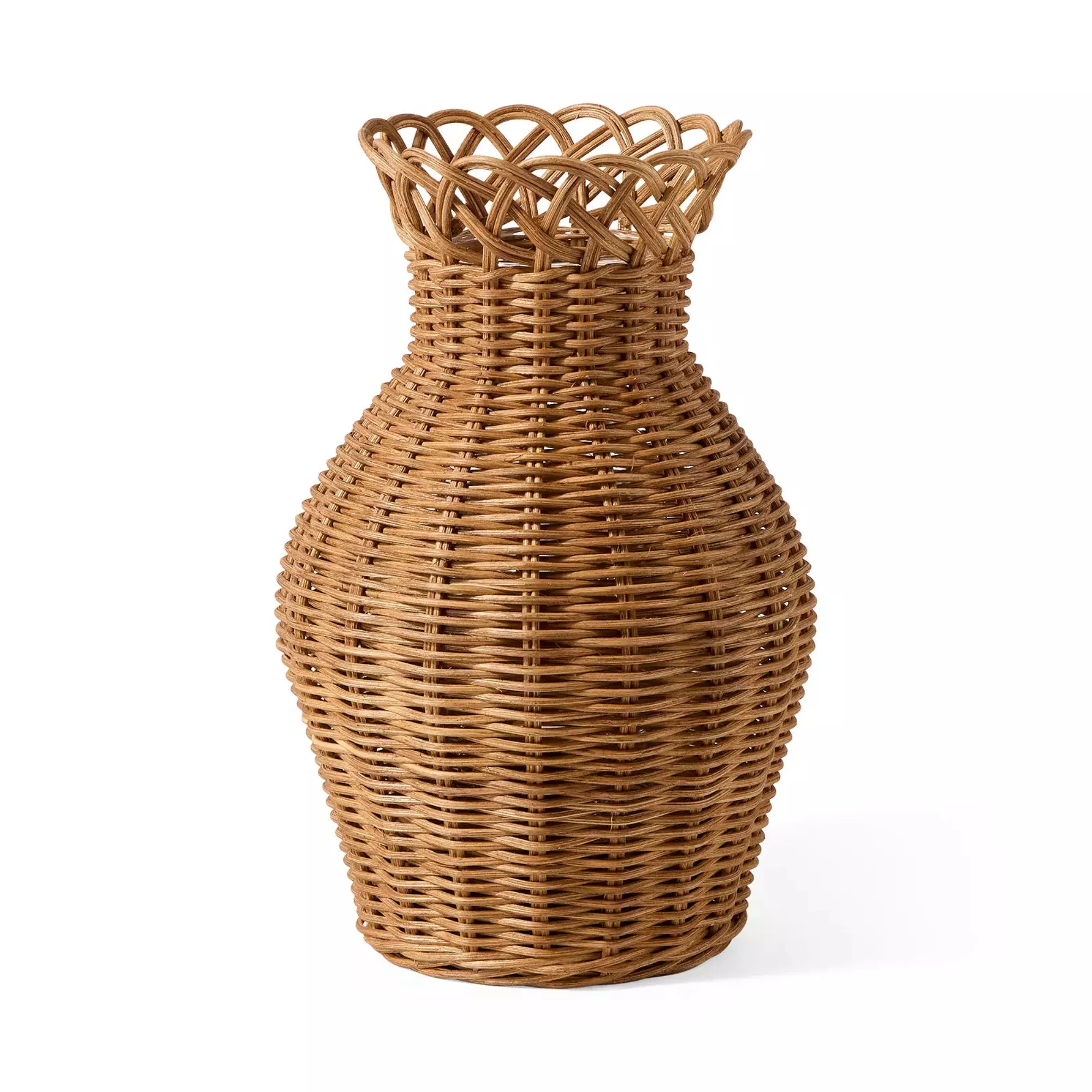 Vaso in rattan con bordo smerlato' loading='lazy' title=