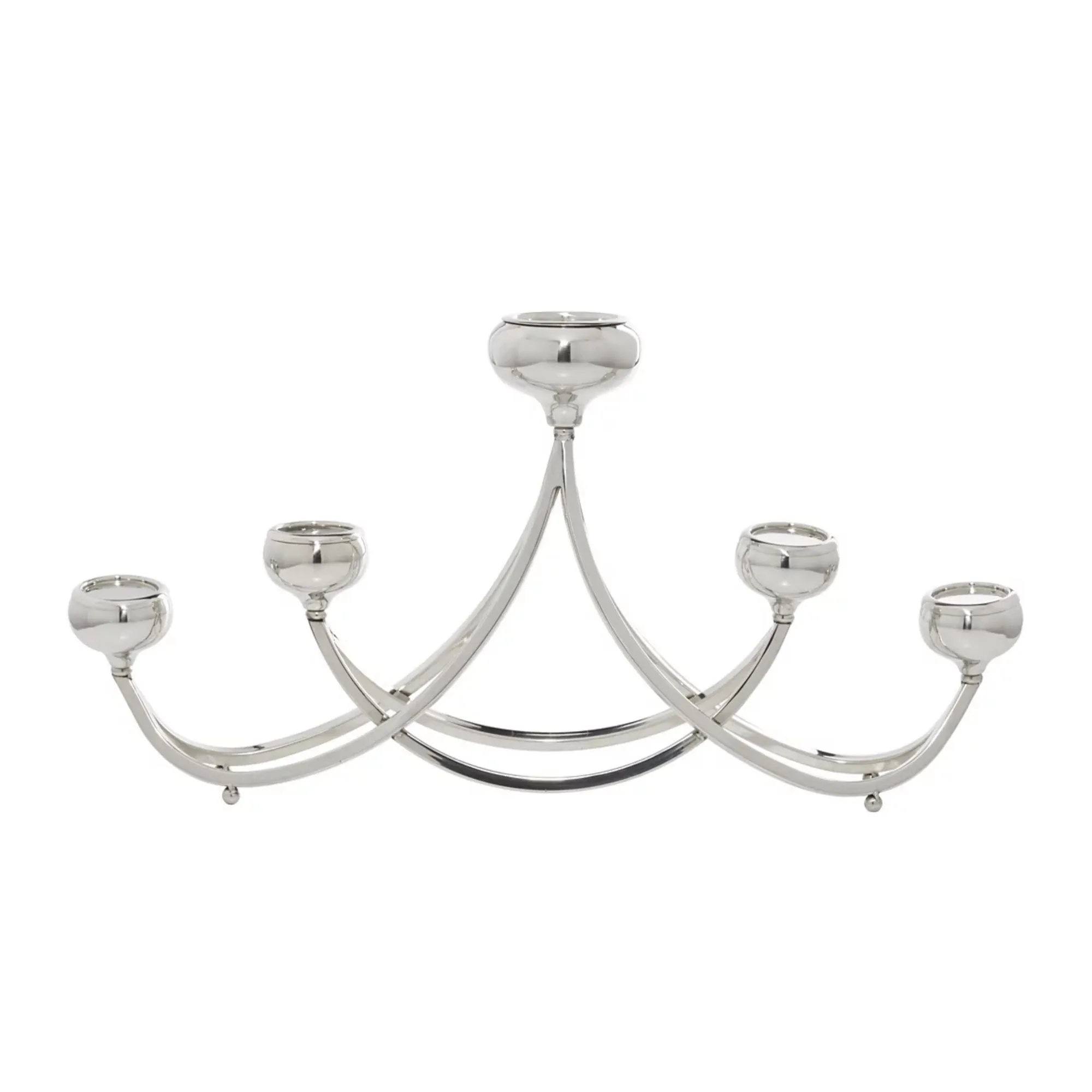 Candelabro in argento con portacandele tondi' loading='lazy' title=