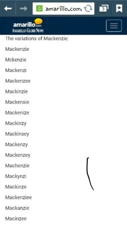 Tantas opções diferentes para soletrar Mackenzie