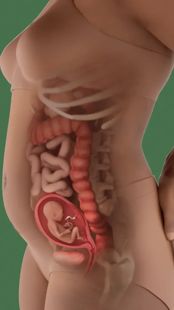 baby in womb with ligaments of uterus thickening at 16 weeks