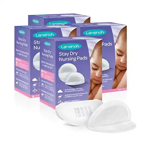 Lansinoh Stay Dry Disposable Nursing Pads for Breastfeeding, 240 Count