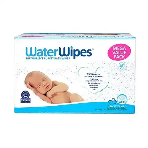 WaterWipes Unscented Baby Wipes, Sensitive and Newborn Skin, 12 Packs (720 Wipes)