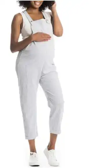 Everly Grey Nani Maternity / Nursing Seersucker Overalls 