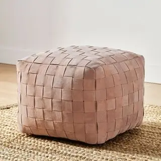 Pouf in pelle scamosciata con lavandino in ceramica