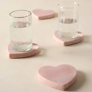 Quatre sous-verres coeur rose Magnolia