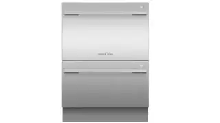 En dobbelt Fisher & Paykel opvaskemaskine på hvid baggrund