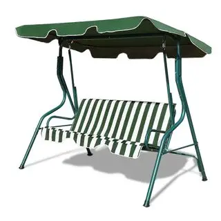 Columpio con estructura de acero con dosel para patio trasero y 3 asientos Costway