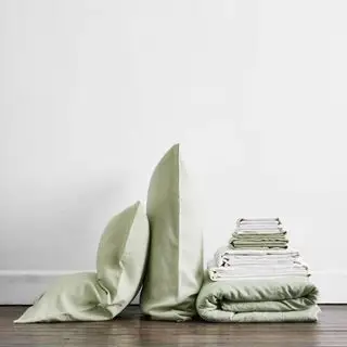 Sage & White Ultimate Move In Bundle contro un muro bianco.