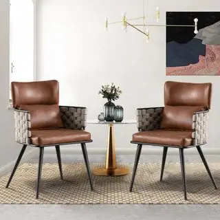 Fauteuil en simili cuir Aholah (Ensemble de 2)