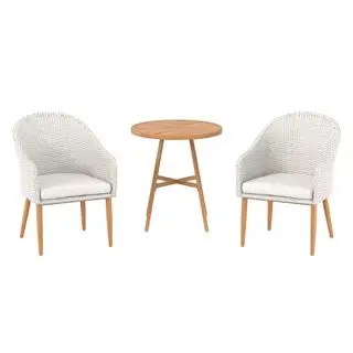 Origin 21 Veda Springs Ensemble de patio bistro en osier blanc 3 pièces sur fond blanc