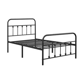 흰색 배경에 대해 Yaheetech 플랫폼 침대 프레임을 대상으로 합니다.