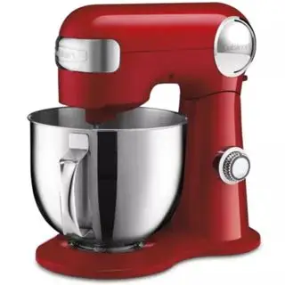 Un batteur sur socle cuisinart rouge sur fond blanc