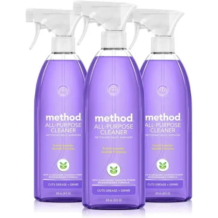 Method Limpiador multiusos en spray de lavanda francesa, fórmula biodegradable y a base de plantas, perfecto para la mayoría de mostradores, azulejos, piedra y más, botellas de spray de 28 onzas, paquete de 3' loading='lazy' title=