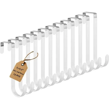 Større dørbøjle kroge 12 pak over dørkroge til hængende over dørhåndklædestativet til badeværelseshåndklæde kroge passer 1 3/8 dør' loading='lazy' title=