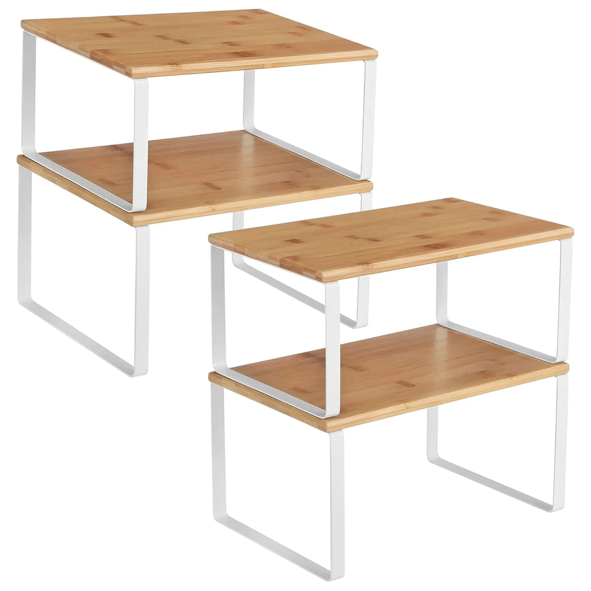 מדפי מארגנים לבנים ועץ' loading='lazy' title=