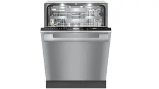 Zmywarka Miele ze stali nierdzewnej, częściowo otwarta