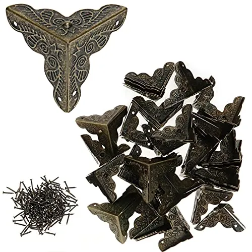 Bitray 48pcs Antik hjørne Dekorativt hjørne 25mm Vintage Edge Guard Bronze Tone Box Corner Protector med skruer' loading='lazy' title=