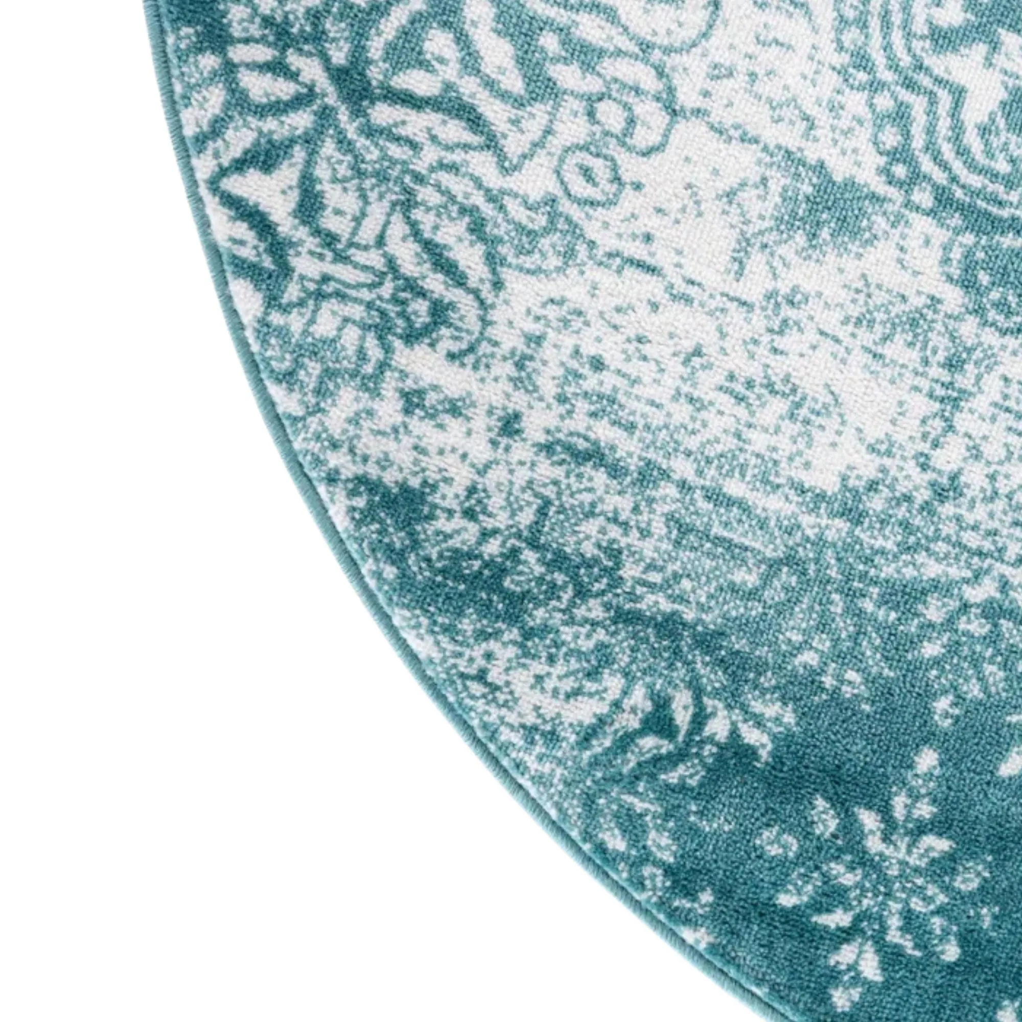 Blågrønt og hvidt cirkulært tæppe' loading='lazy' title=