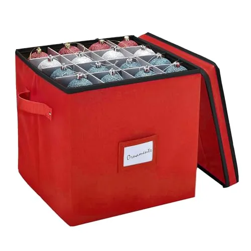 Eine rote Würfelschachtel mit Kugeln im Inneren, die jeweils durch Trennwände aus Pappe unterteilt sind. An der Seite lehnt eine passende LED.' loading='lazy' title=