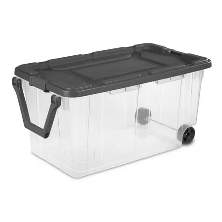 Sterilite 160 Qt. Aufbewahrungsbox mit Rollen, Kunststoff, für Erwachsene, flach, Grau' loading='lazy' title=