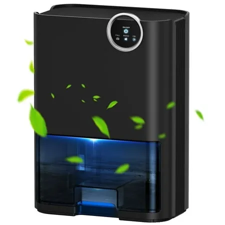 Egeh Osuszacz do domu Zbiornik na wodę 70 uncji (500 stóp kwadratowych) Automatyczne wyłączanie Małe osuszacze do sypialni Łazienka z 5 kolorowymi diodami LED w kolorze czarnym' loading='lazy' title=