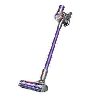 Un aspirateur Dyson V8 sur fond blanc