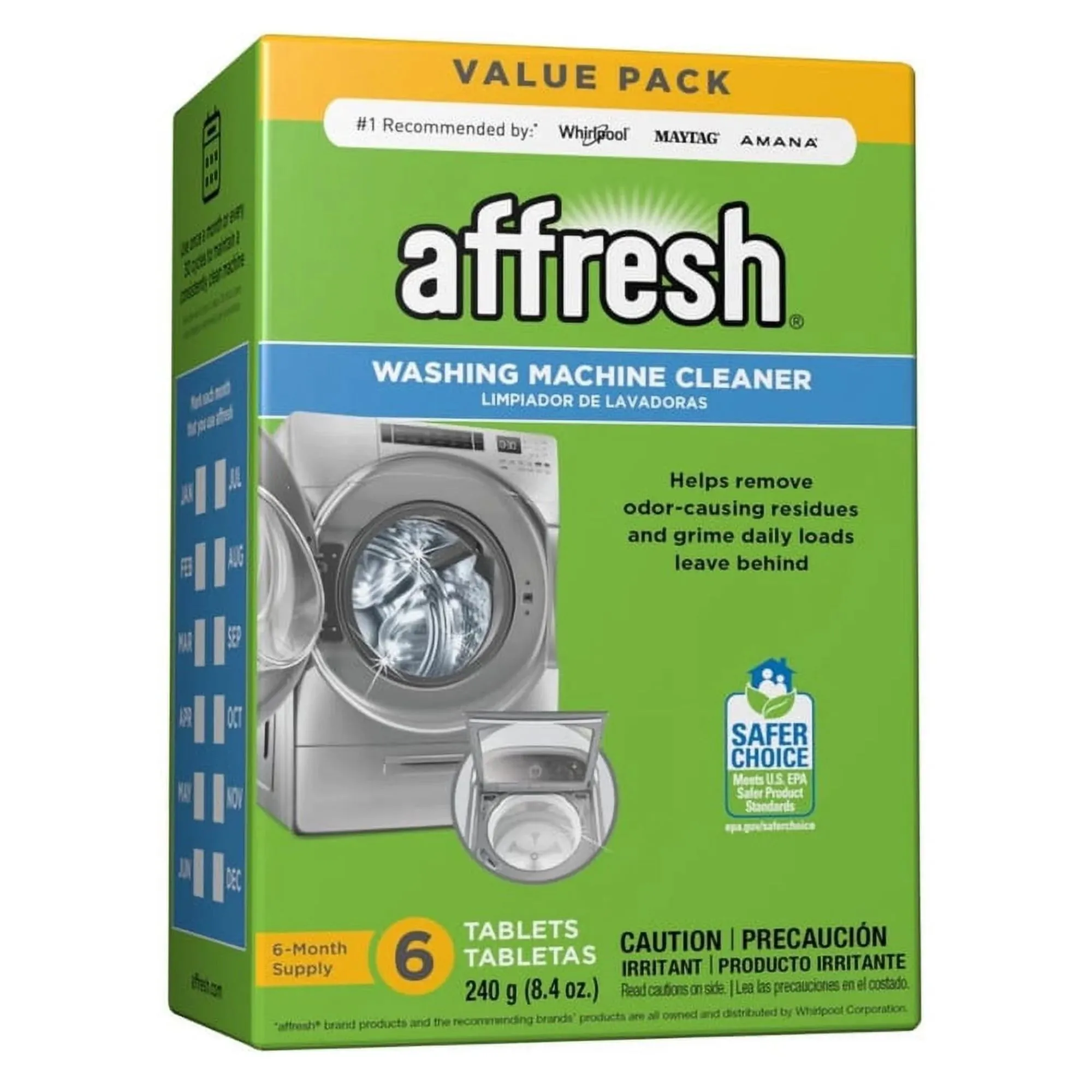 Affresh 세탁기 청소기의 녹색 판지 가치 팩' loading='lazy' title=