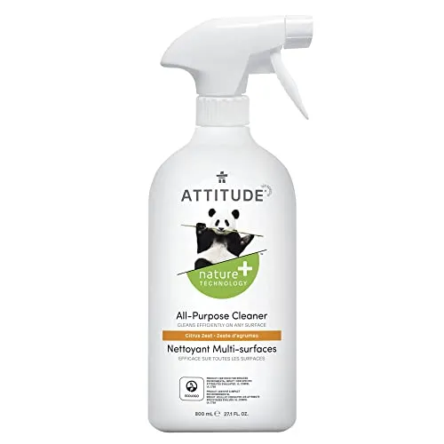 Attitude Detergente multiuso Prodotti multi-superficie verificati da EWG Spray detergente multiuso di derivazione naturale vegana Citrus Zest 27.1 Fl Oz' loading='lazy' title=