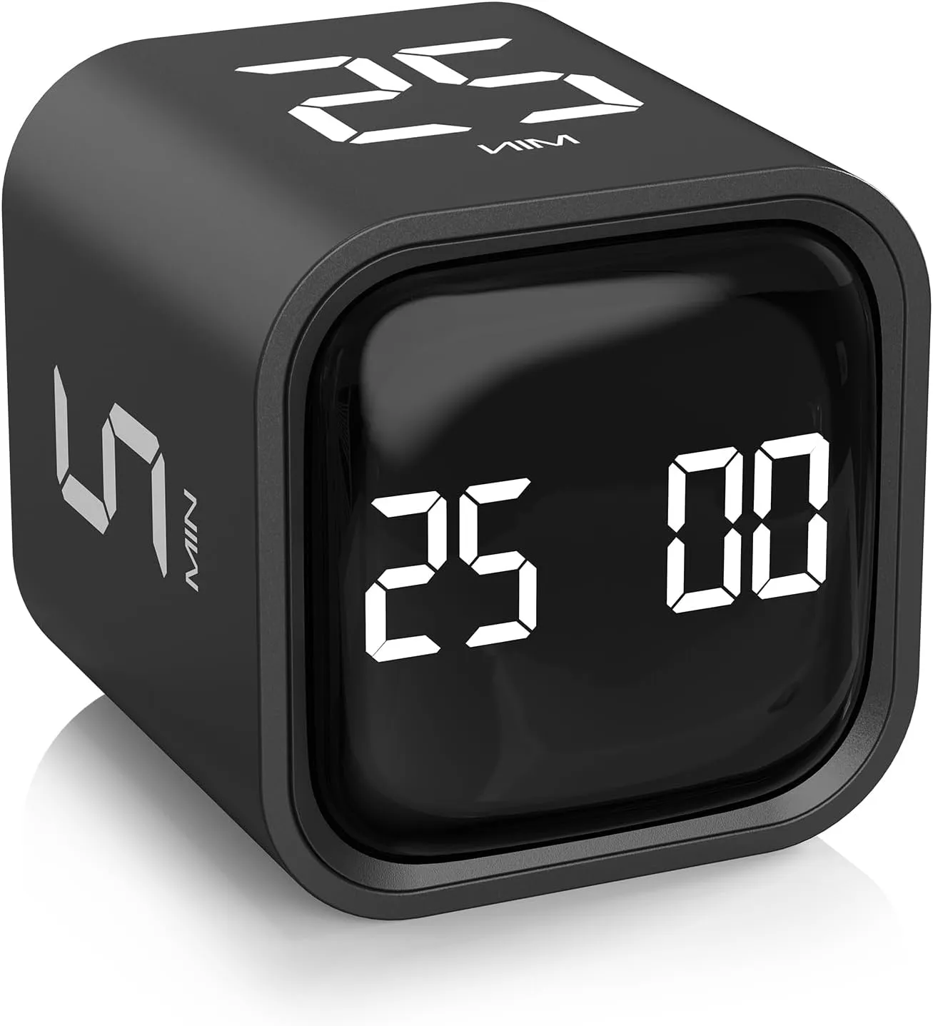 Timer Pomodoro rotante 5 25 10 50 minuti Produttività scrivania preimpostata Flip Timer Strumento Adhd Conto alla rovescia cubo Cronometro Vibrazione/Volume alto/basso/Modalità personalizzate per il lavoro Studio Ritorno a scuola Cucina' loading='lazy' title=