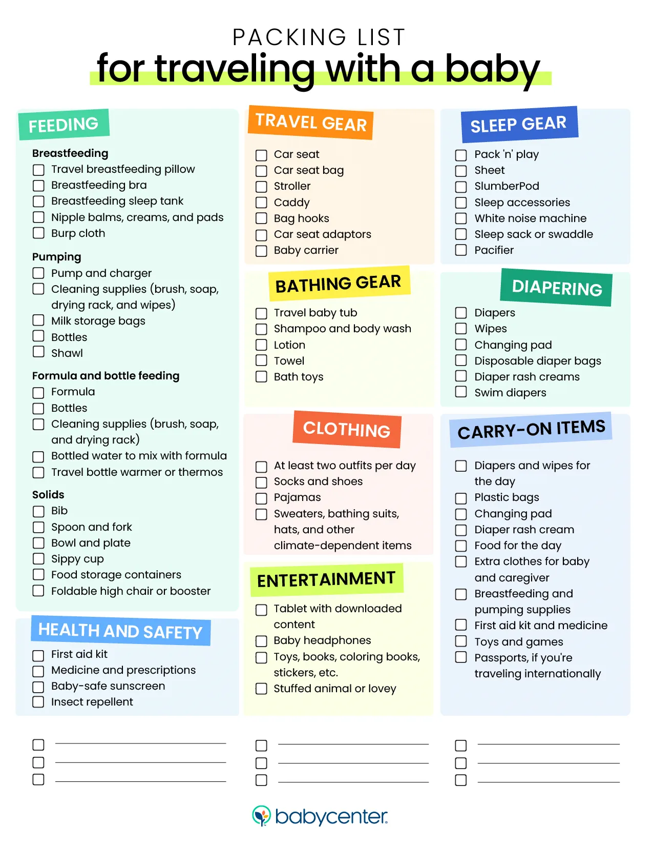 רשימת האריזה האחרונה לטיול עם ילד