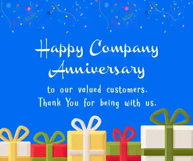 company anniversary message to customers