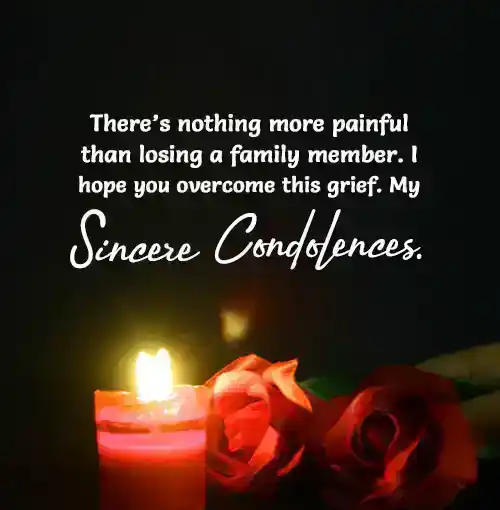condolence message on death of family member