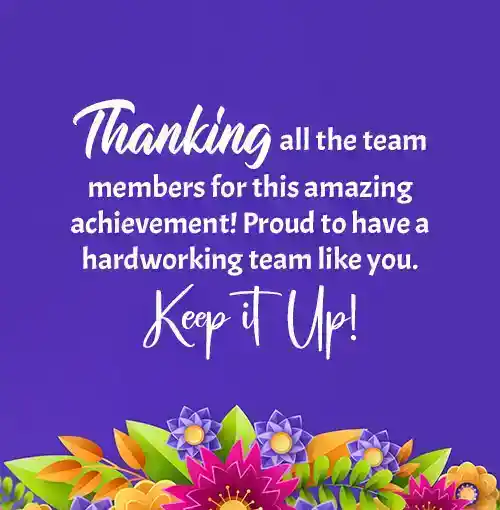 thank you message to team